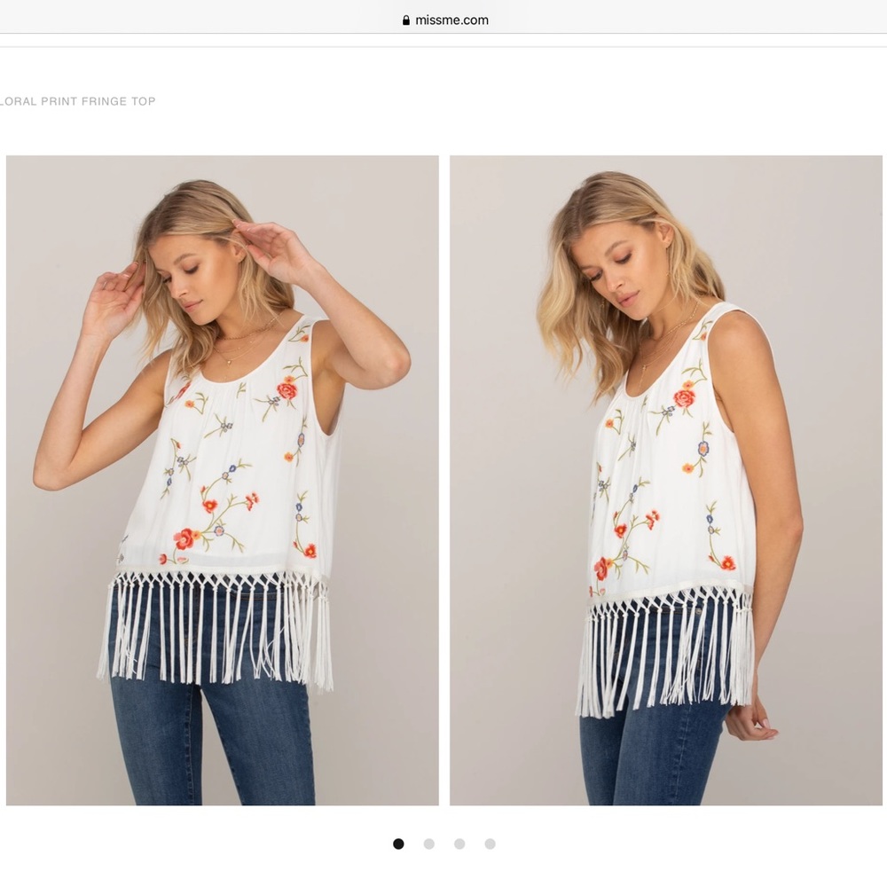 NWT Miss Me Floral Fringe Tank in L